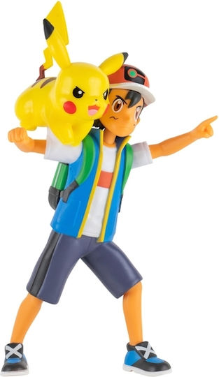 Jazwares Battle Ash și Pikachu Pokemon pentru 4+ Ani 12 cm