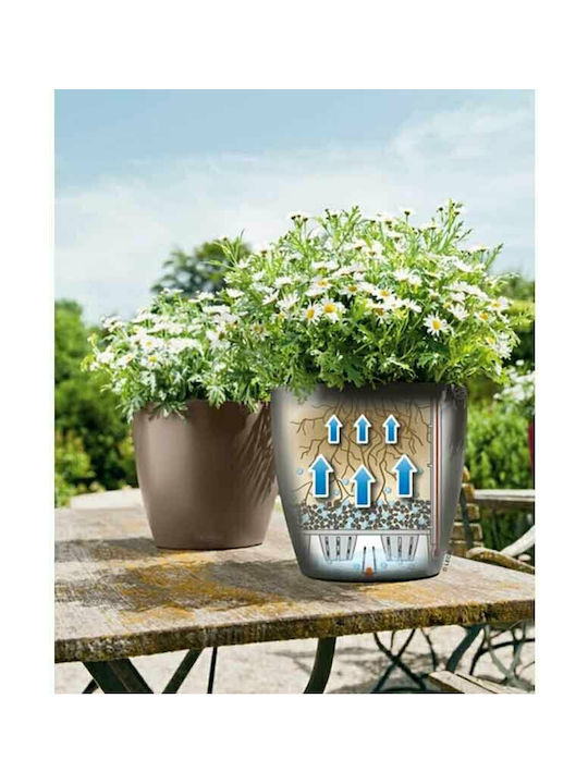 Lechuza Classico Self-watering Pot Plastic Nutmeg 34.5x34.5x32.5cm.