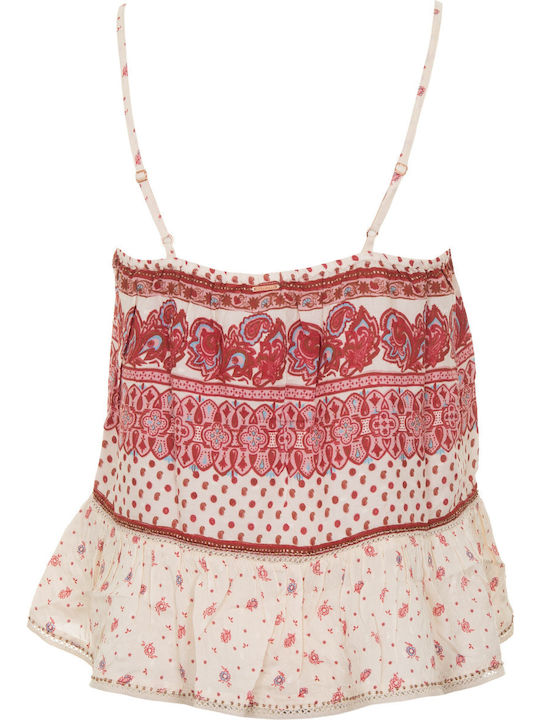 Ameera Women's Summer Blouse with Straps Pink