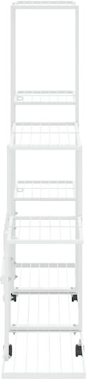 vidaXL Pot Rack Metal White with Wheels 94.5cmx25cmx92.5cmcm.