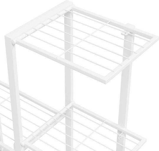 vidaXL Pot Rack Metal White with Wheels 94.5cmx25cmx92.5cmcm.