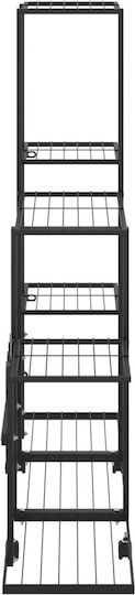 vidaXL Pot Rack Metal Black with Wheels 94.5cmx25cmx92.5cmcm.