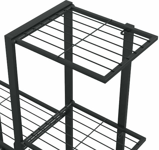 vidaXL Pot Rack Metal Black with Wheels 94.5cmx25cmx92.5cmcm.