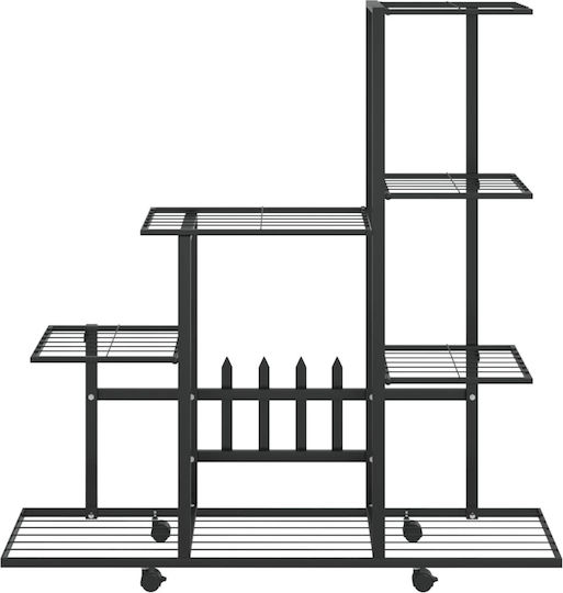vidaXL Pot Rack Metal Black with Wheels 94.5cmx25cmx92.5cmcm.