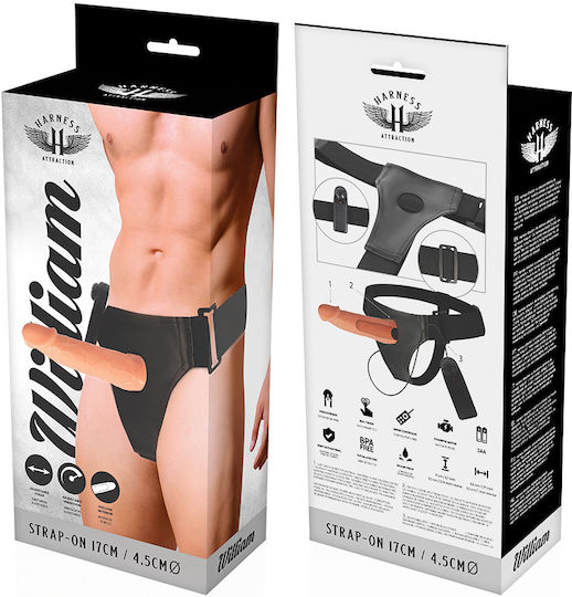 Harness Attraction Willian Harness με Dildo 17cm και Δόνηση στο χρώμα του δέρματος