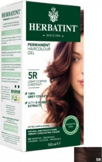 Herbatint Permanent Gel Βαφή Μαλλιών Χωρίς Αμμωνία 5R Καστανό Ανοιχτό Χαλκού 150ml