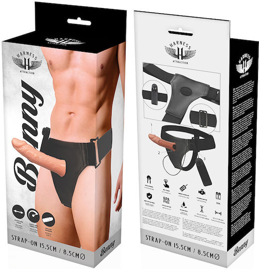 Harness Attraction Benny Harness με Dildo 15cm και Δόνηση στο χρώμα του δέρματος
