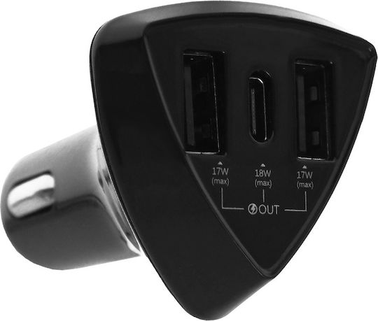 Remax Aliens Pro Series Автомобилен Зарядно Устройство 35W 3.1A Бързо Зареждане с Портове 2xUSB-A 1xType-C Черен Цвят