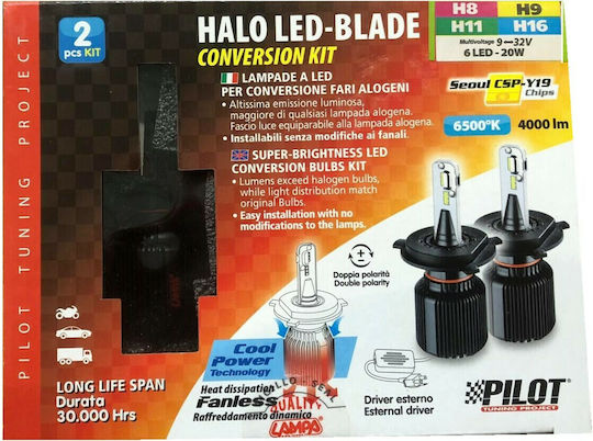 Lampa Lămpi Autoturismului Halo Led Blade H16 / H8 / H11 Canbus LED 6500K Alb rece 9-32V 20W 2buc