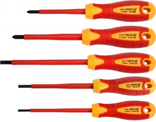 Yato Set 5 Electrician VDE 1000V Screwdrivers with 5 Interchangeable Tips