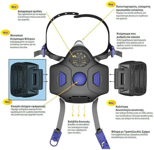 3M Mask Half Face with Replaceable Filters HF-800SD