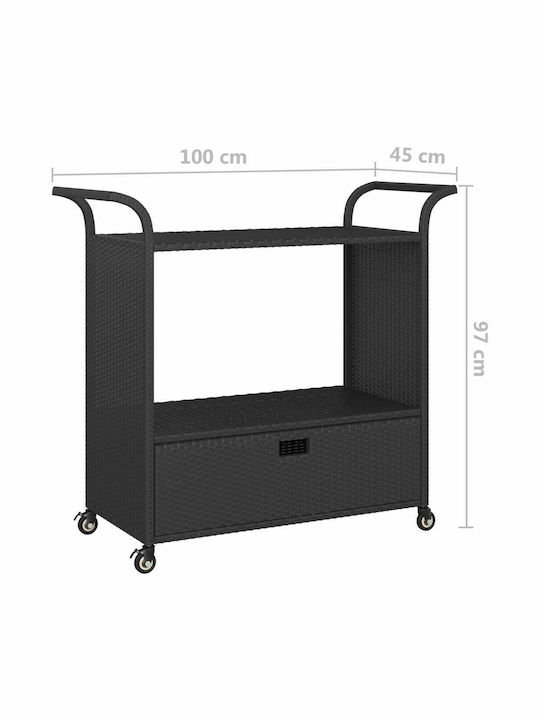 Τραπέζι Μπαρ Εξωτερικού Χώρου Rattan Μαύρο 100x45x97εκ.