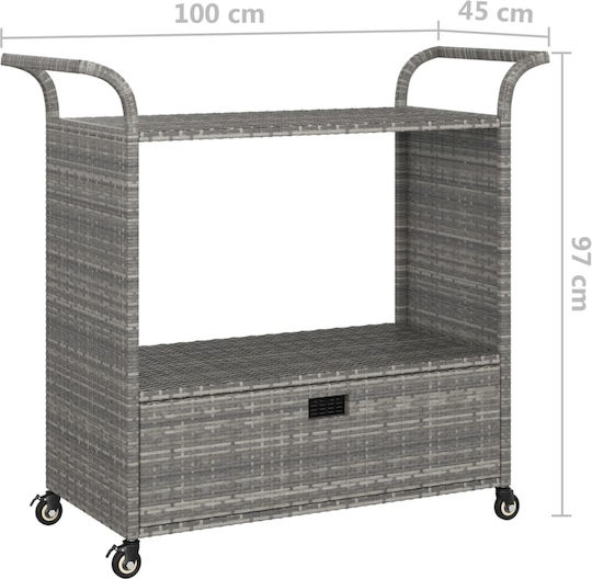 Τραπέζι Μπαρ Εξωτερικού Χώρου Rattan Γκρι 100x45x97εκ.
