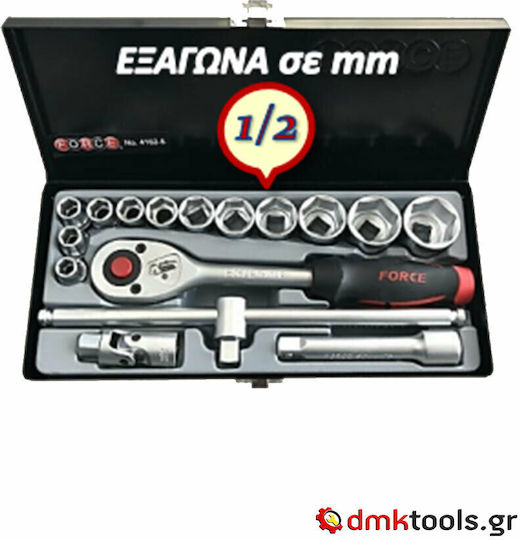 Force Ratschen- & Steckschlüssel-Sets 1\2" 16Stück