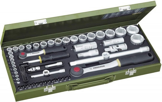 Proxxon Ratchet With Sockets 1\2" & 1\4" 54 Pieces