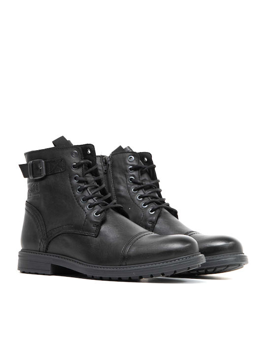 Leder Stiefel Anthracite Black