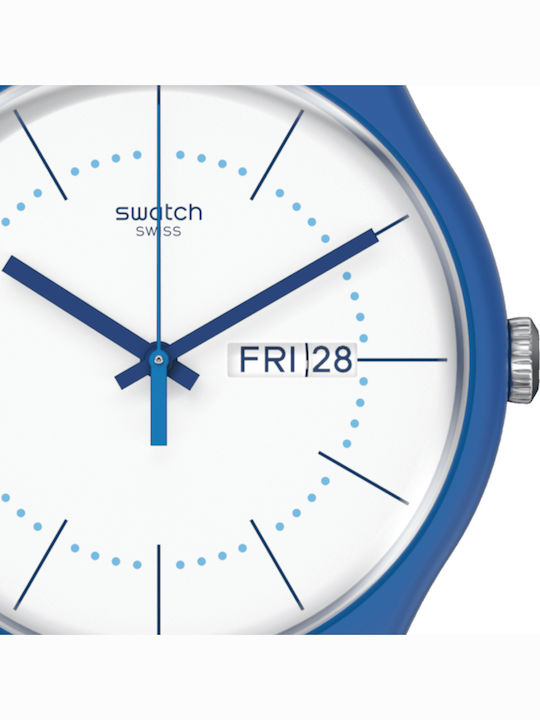 Swatch Chinese Winter Scenery Damen Uhr mit Kautschukarmband