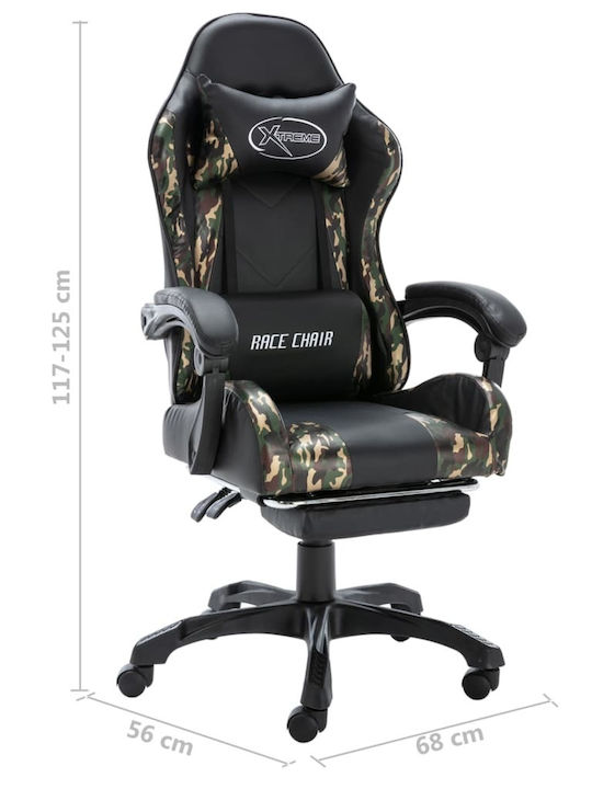vidaXL Racing Artificial Leather Gaming Chair with Footrest Black / Camo