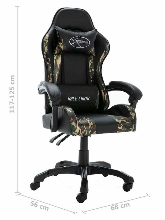 vidaXL Racing Artificial Leather Gaming Chair with Adjustable Arms Black / Camo