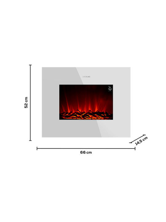 Cecotec Readywarm 2690 Flammen Verbunden Weiß Elektrisches Wandmontiertes Kamin 2000W 66x52cm