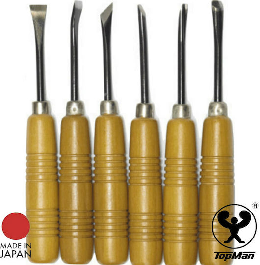 TopMan Set Straight / Skewed Chisels with Wooden Handle 6pcs