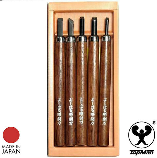TopMan Set Straight / Skewed Chisels with Wooden Handle 5pcs