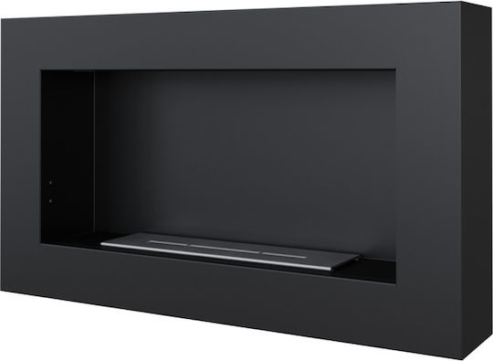 Kratki Golf Flat Tuv Επιτοίχιο Τζάκι Βιοαιθανόλης Εσωτερικού Χώρου Μαύρο 64.8x12x37.4cm