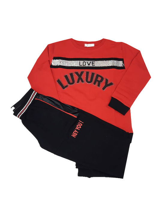 Εβίτα Kids Sweatpants Set Red 2pcs