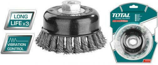 Total TAC32045 Wire Brush Bell with Bristles 100mm