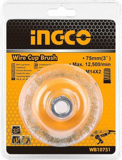 Ingco Angle Wheel Wire Brush 75mm Bell Μ14 WB10751