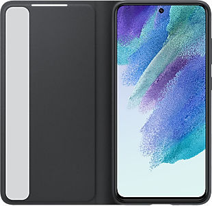 Samsung Clear View Cover Книга Текстилен Тъмен Сив Galaxy S21 FE 5G