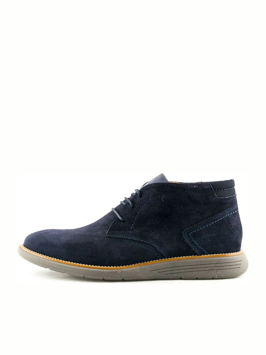Suede Navy Μπλε Ανδρικά Μποτάκια