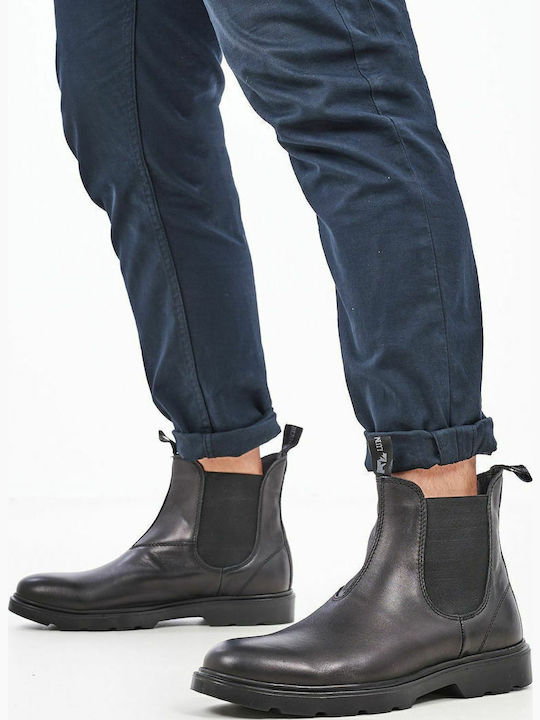Hernest Leder Schwarz Chelsea Stiefeletten