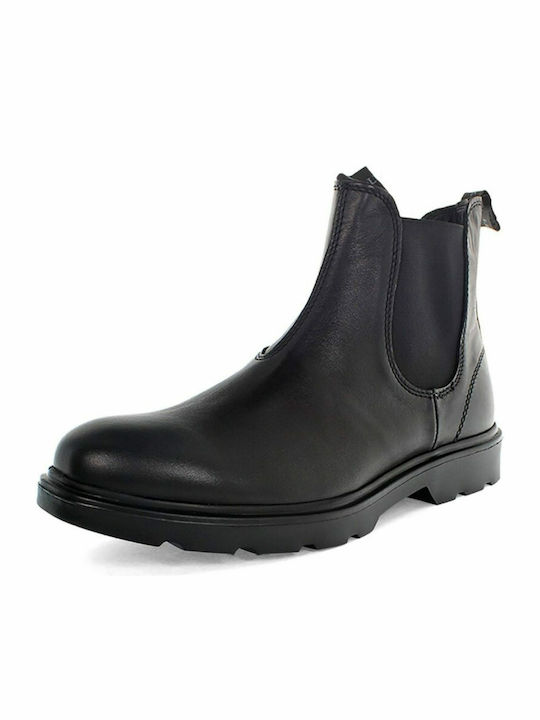 Hernest Leder Schwarz Chelsea Stiefeletten