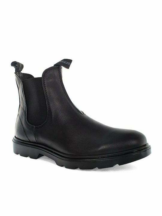 Hernest Leder Schwarz Chelsea Stiefeletten