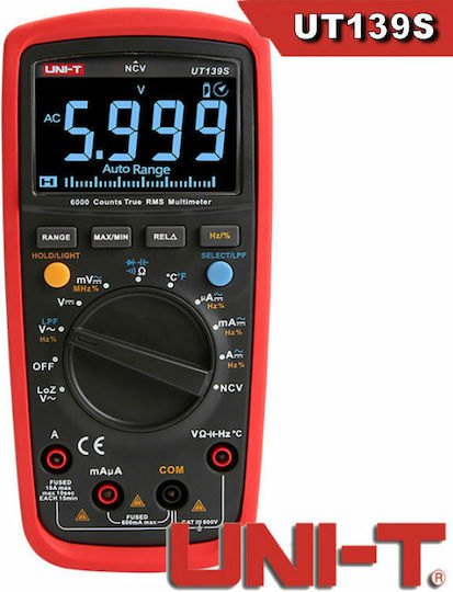 Uni-T Ψηφιακό Πολύμετρο True RMS με Μέτρηση AC / DC / Αντίστασης / Χωρητικότητας / Θερμοκρασίας UT139S