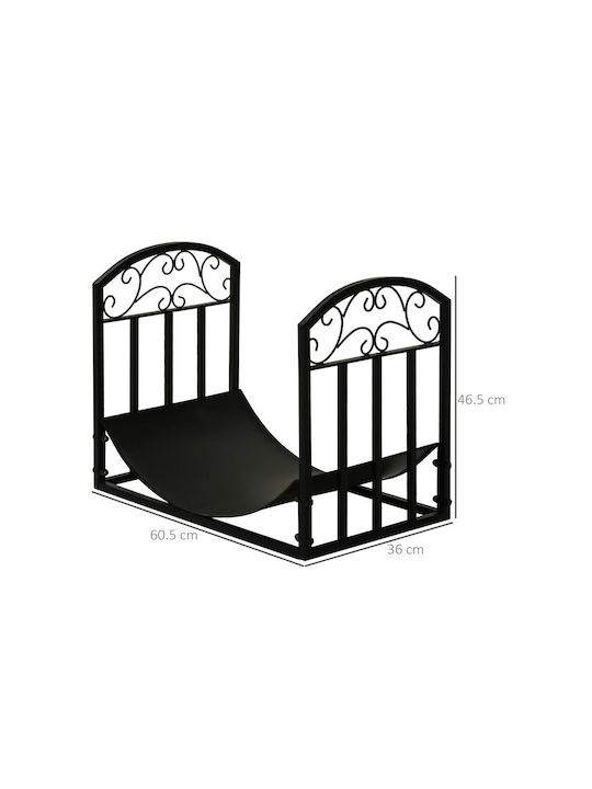 Outsunny Metallisch Korb Holzlagerung 60.5x36x46.5cm