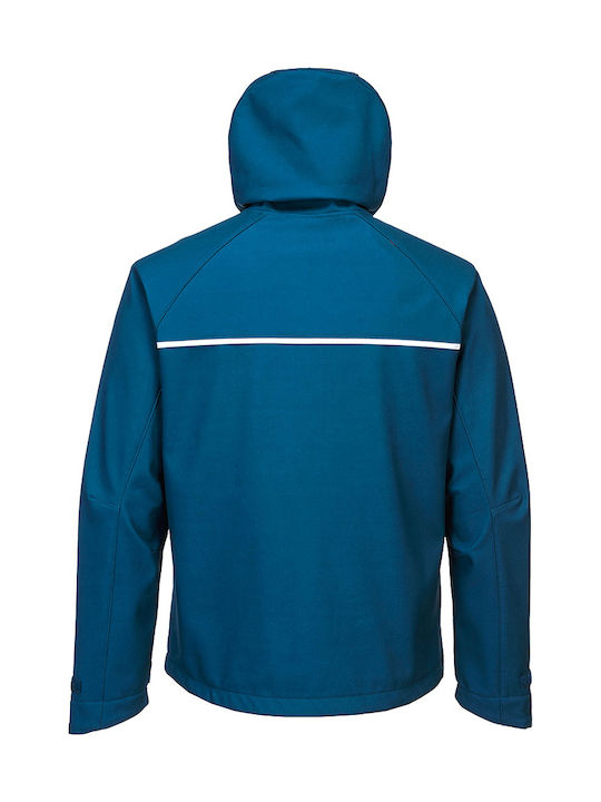 Portwest Work Jackets Reflective Softshell Hooded Blue