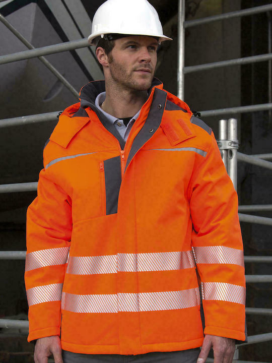 Result Arbeitsjacke Reflektierend Softshell mit Kapuze Orange