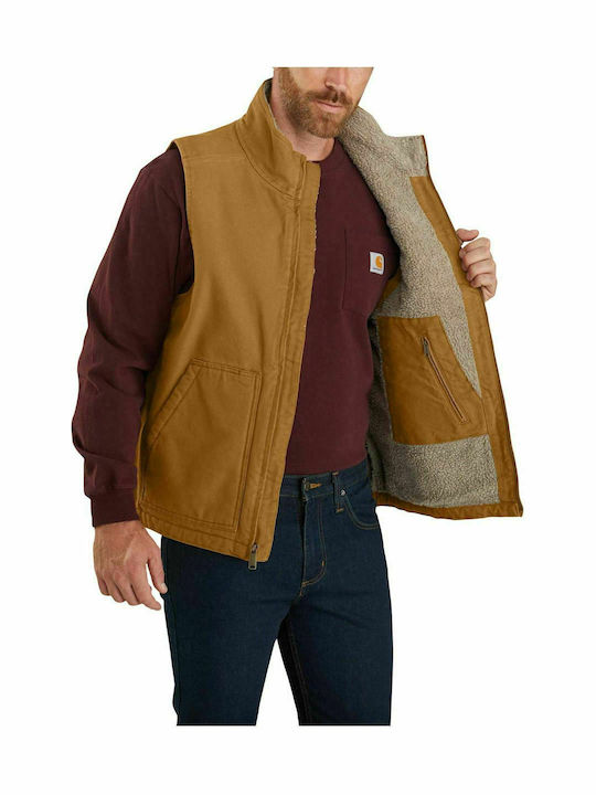 Carhartt Sherpa Lined Mock Neck Vest Safety Vest Brown