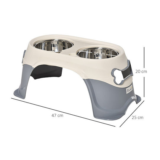 Pawhut Plastic Food and Water Bowl for Dog 800ml 47x25x20cm