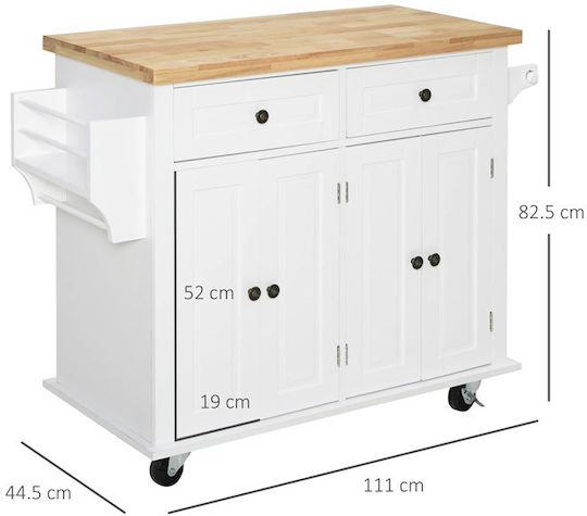 HomCom Boden-Küchenschrank Weiß 111x44,5x82,5cm