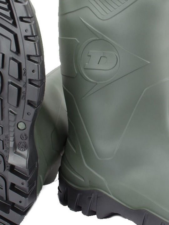 Dunlop Dee Αντιολισθητικές Unisex Γαλότσες Εργασίας Κνήμης Πράσινες
