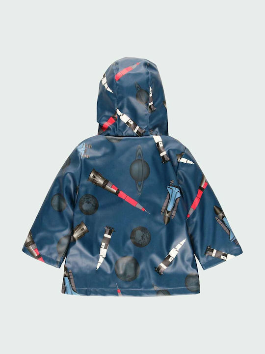 Wasserdicht Kinder Trenchcoat Lang mit Futter & Kapuze Blau
