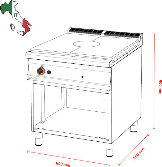 Lotus TP-98G Ηλεκτρική Εστία Solid Top 12kW 80x90x90cm