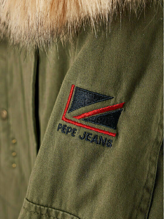 Charlotte Kinder Parka Lang mit Kapuze Khaki