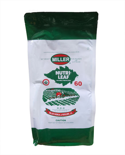 Miller Chemical Nutrileaf Κρυσταλλικό Λίπασμα Αζώτου, Φωσφόρου, Καλίου (20-20-20) Γενικής Χρήσης 2.27kg