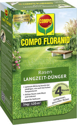 Compo Floranid Rasen Bio Granuliertes Düngemittel Stickstoff Phosphor Kalium (20-5-8) für Rasen 3kg