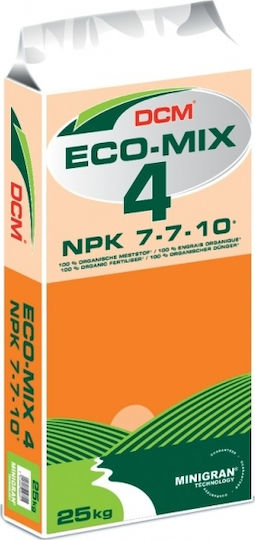 DCM Eco-mix 4 Βιολογικό Κρυσταλλικό Λίπασμα Αζώτου, Φωσφόρου, Καλίου (7-7-10) για Τριανταφυλλιές, Λαχανικά, Γκαζόν, Ανθοφόρα Φυτά, Οπωροφόρα, Καρποφόρα 25kg