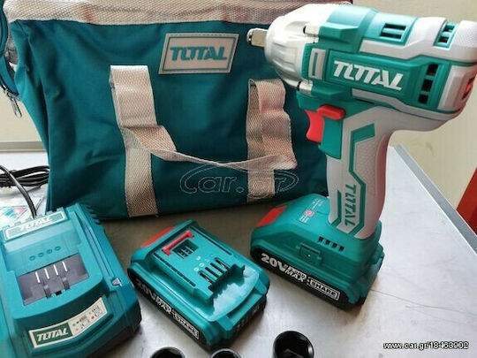 Total Brushless Impact Wrench Battery 20V 2x2Ah with Socket 1/2"